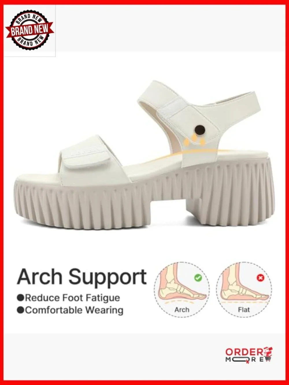 Women's Platform Sandals with Arch Support, Adjustable Straps, Lightweight